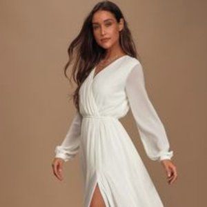 Lulu's Wondrous Water Lilies White Maxi Dress Large